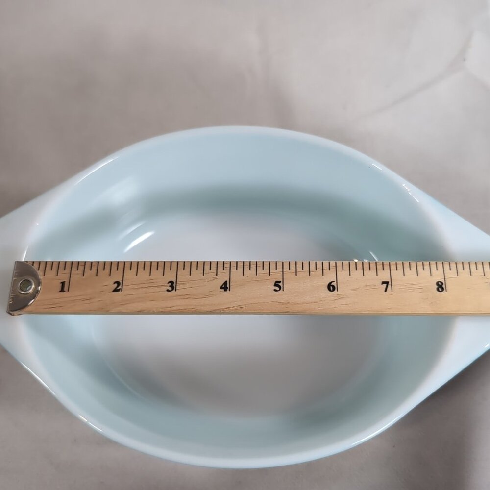 PYREX USA 1 1/2 Qt Casserole Dish 043 Turquoise Snowflake Vintage NO LID Oval - Picture 13 of 15